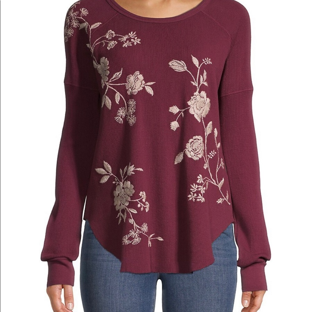 JOHNNY WAS Vixie Raglan Thermal Top Tunic LARGE NEW